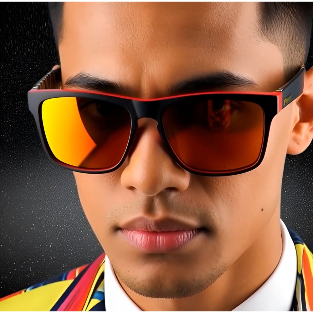 Polarized Sunglasses Men Orange Lens Driving Fishing Square‎ Retro Shades Lentes
